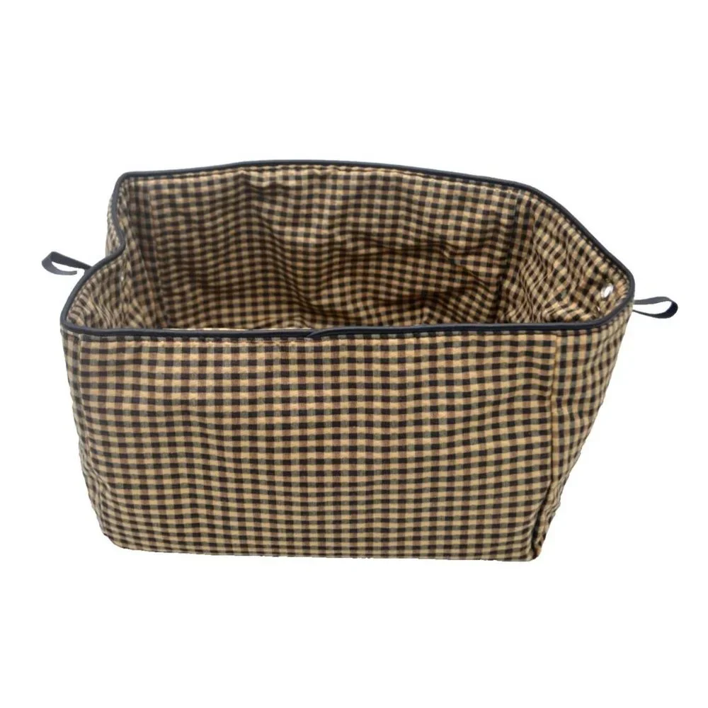 LONGABERGER Desk Pal‎ Fabric Liner - KHAKI CHECK - Fits Modular Storage Basket